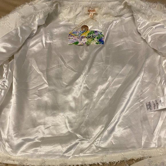 a.Peach Fuzzy White Jacket With Gold Buttons - Picture 8 of 11
